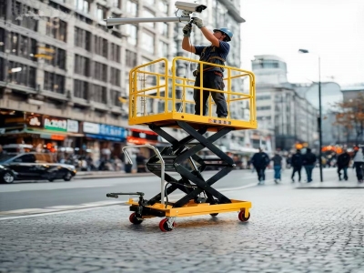 Custom Mobile Man Lift Hydraulic Scissor with Safety Fence Safety Guardrail Lift Portable Scissor Lift Platform Manual with Full Guardrail Safety Guardrail Lift