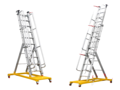 Aluminum alloy mobile folding telescopic ladder